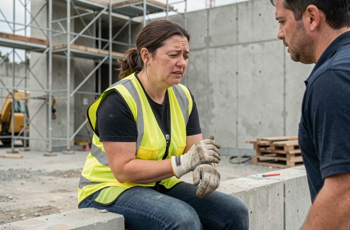 Travailleuse indépendante du bâtiment blessée sur un chantier en attente de déclarer son accident du travail